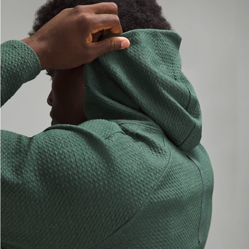 Lululemon Textured Double-Knit Cotton Hoodie Dark Forest Green SIZE LG